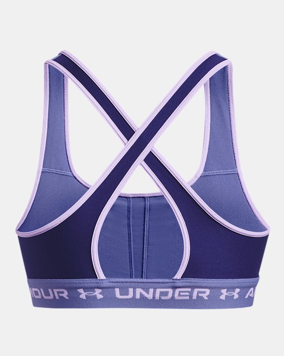 Women's Armour® Mid Crossback Sports Bra, Blue, pdpMainDesktop image number 11